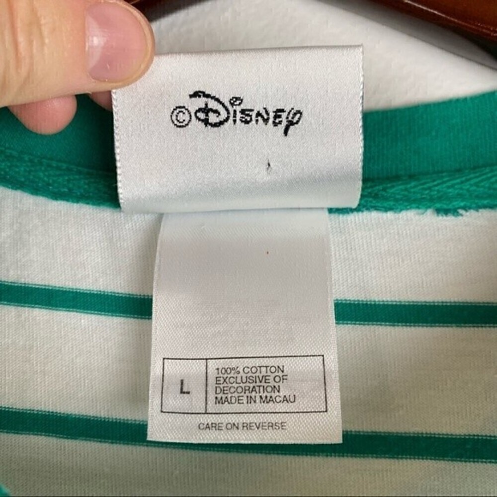 Disney Tiger Embroidered Green Striped Vintage Short Sleeve Tee Size L - Picture 6 of 7